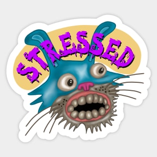 Stress out Bunny Purple Yellow Sticker